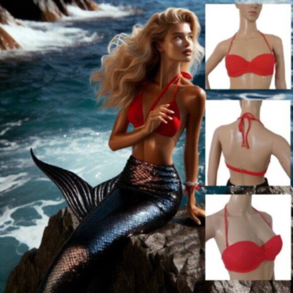 VICTORIA'S SECRET SWIM Cherry Red Halter Push Up Bikini Top Size Small 32B NWT - Picture 10 of 10